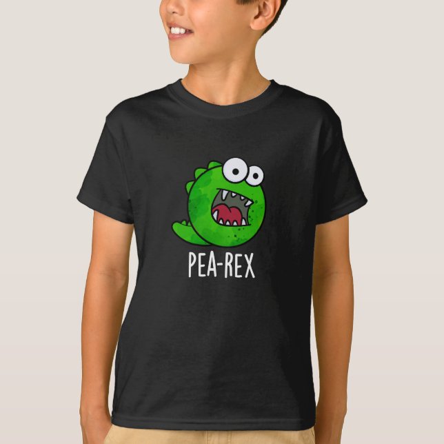 Pea Rex Funny Dinosaur Veggie TRex Pun Mörk BG T Shirt (Framsida)