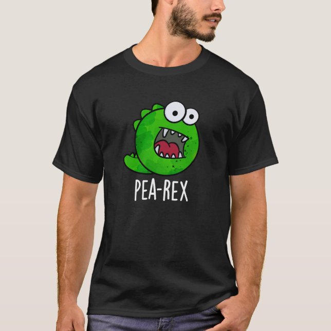 Pea Rex Funny Dinosaur Veggie TRex Pun Mörk BG T Shirt (Framsida)