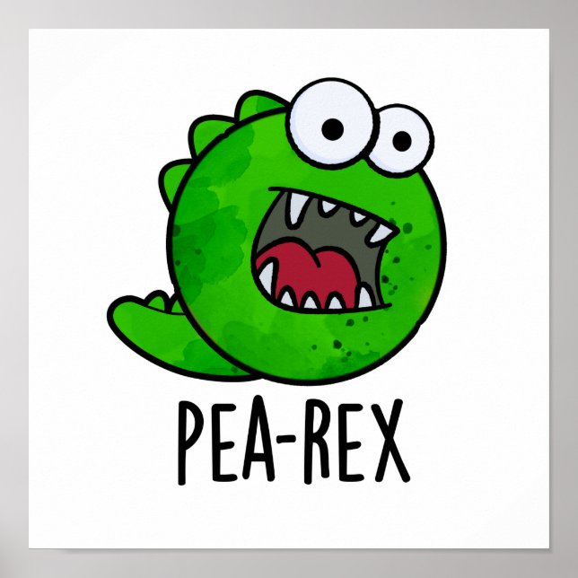 Pea Rex Funny Dinosaur Veggie TRex Pun Poster (Framsidan)