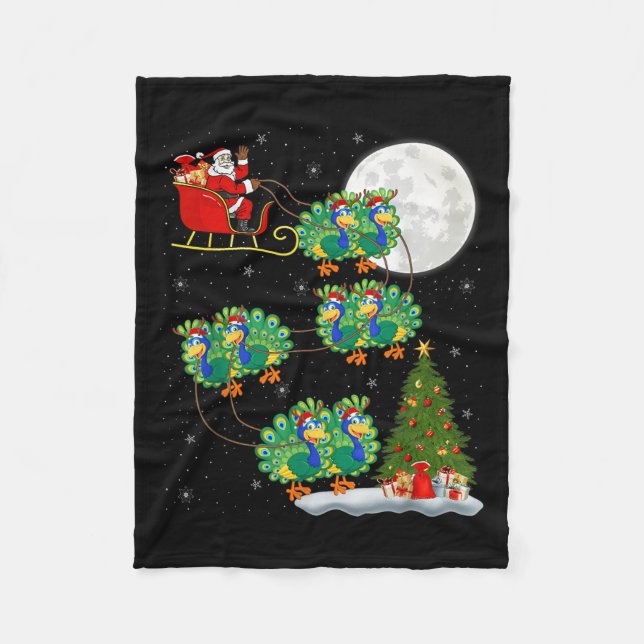 Pea Santa Sleigh Flies Funny Magisk jul Fleecefilt (Framsidan)