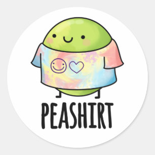 Pea Shirt Funny Veggie Pea TShirt Pun Runt Klistermärke