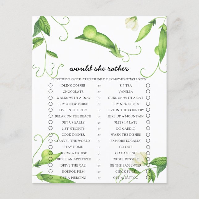 Pea, skulle hon hellre se babykläder i spelet? (Framsida)