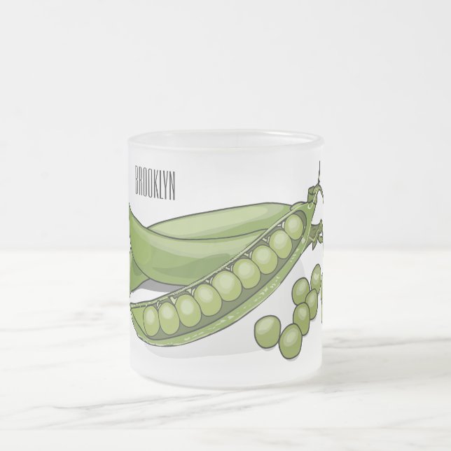 Pea tecknad illustration frostad glasmugg (Center)