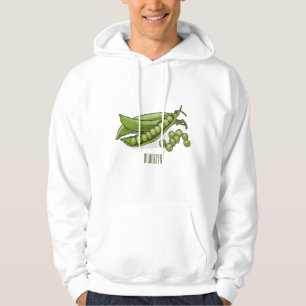 Pea tecknad illustration hoodie