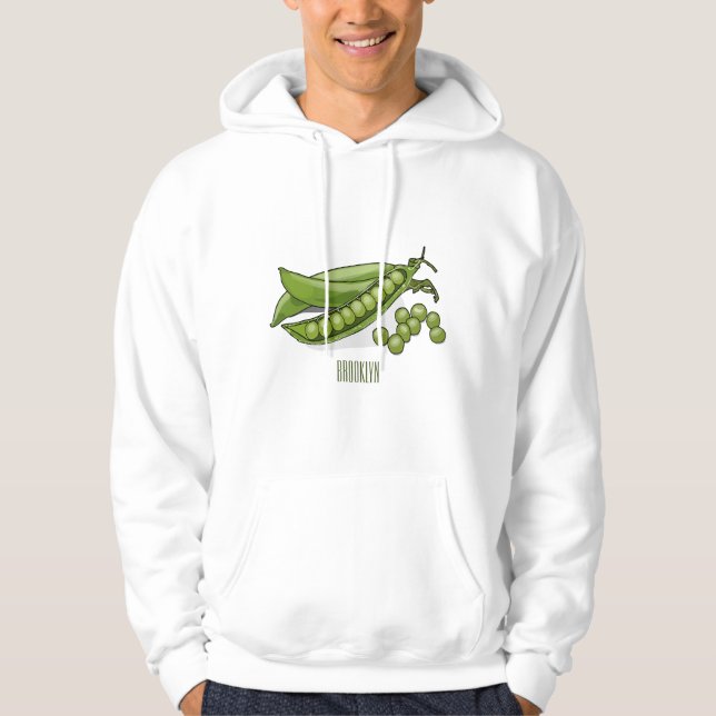 Pea tecknad illustration hoodie (Framsida)