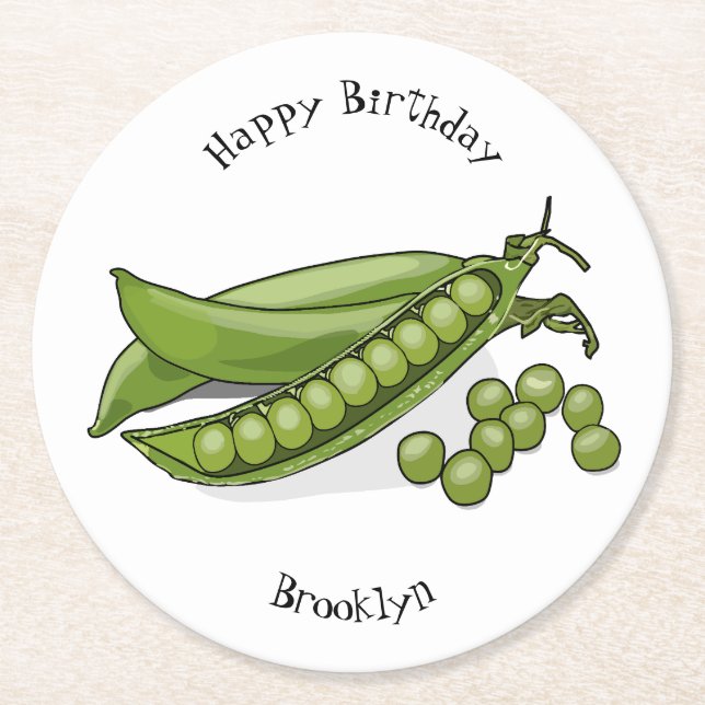 Pea tecknad illustration underlägg papper rund (Framsidan)