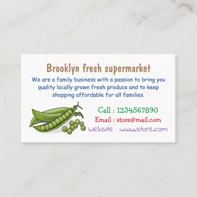 Pea tecknad illustration visitkort (Framsida)