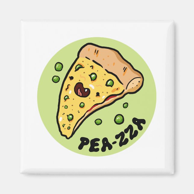 Pea-zza Cute Pizza Vegetable Pun Magnet (Framsidan)