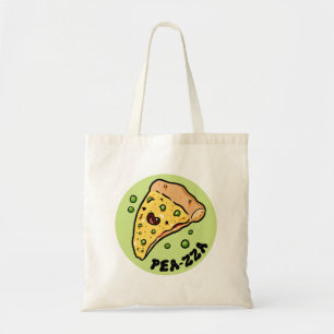 Pea-zza Cute Pizza Vegetable Pun Tote Bag Tygkasse