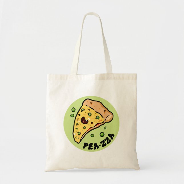Pea-zza Cute Pizza Vegetable Pun Tote Bag Tygkasse (Framsidan)