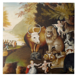 Peacable Kingdom, c.1834 (olja på canvas) Kakelplatta