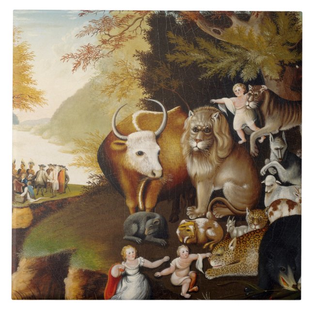 Peacable Kingdom, c.1834 (olja på canvas) Kakelplatta (Framsidan)