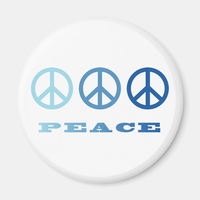 Peace 3-symboler (blå) magnet (Framsidan)