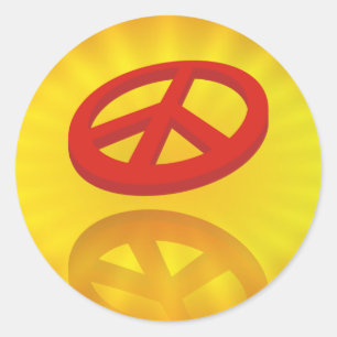 Peace 3D/reflexion gult radiell Runt Klistermärke