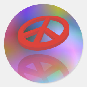 Peace 3D/reflexion SPIRAL FÄRGAD Runt Klistermärke