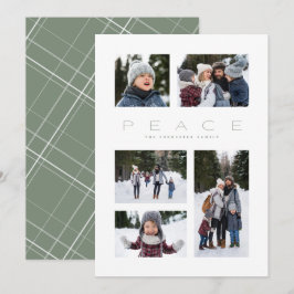 Peace 5-fotokollage, enkel grönt jul julkort