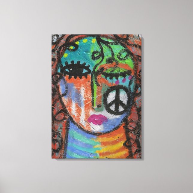 Peace Abstrakt Acrylic Painting på OSB Canvastryck (Framsida)
