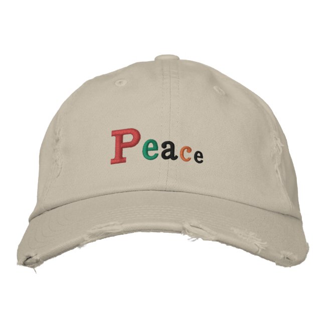 "Peace" Adjustable Cap Embroidered Hat Broderad Keps (Framsida)