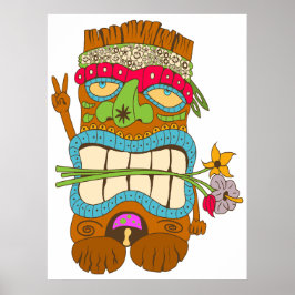 Peace Älskare, Blommigt Crazy Tiki Hippie Poster