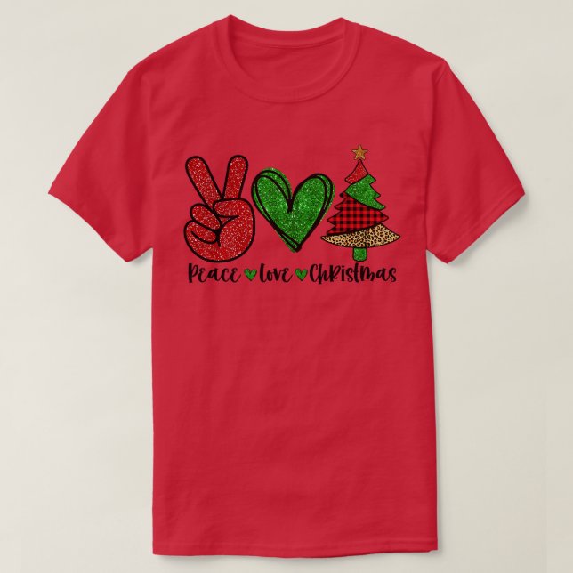 Peace Älskare Chrismtas Play Fredstecken Heart Chr T Shirt (Design framsida)