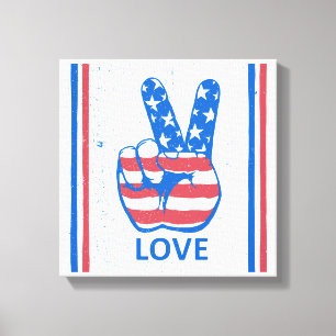 Peace American Flagga Mönster Canvastryck