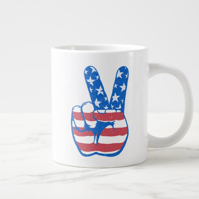Peace American Flagga Mönster Jumbo Mugg (Höger)