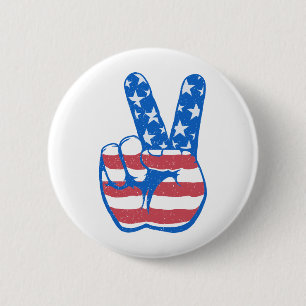 Peace American Flagga Mönster Knapp
