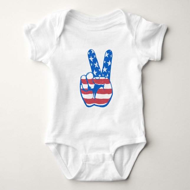 Peace American Flagga Mönster T Shirt (Framsida)