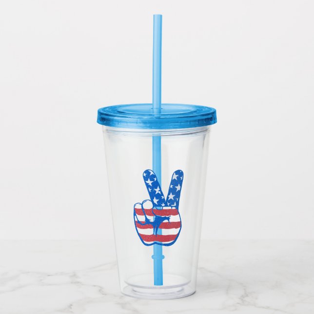 Peace American Flagga Mönster Take Away Mugg (Framsida)