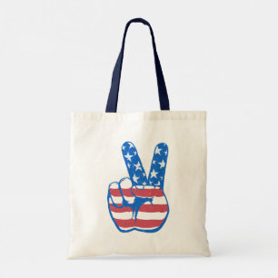 Peace American Flagga Mönster Tygkasse
