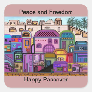 Peace and Freedom Passover Stickers Fyrkantigt Klistermärke