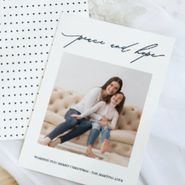 Peace and Hope Calligraphy Helgdag Blue and White Inbjudningar