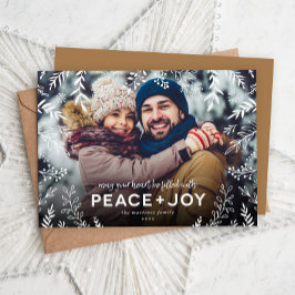 Peace and Joy Botanical Overlay Photo Julkort