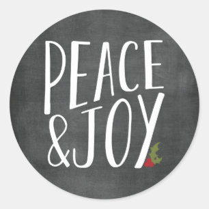 Peace and Joy Chalkboard Helgdag Sticker Runt Klistermärke