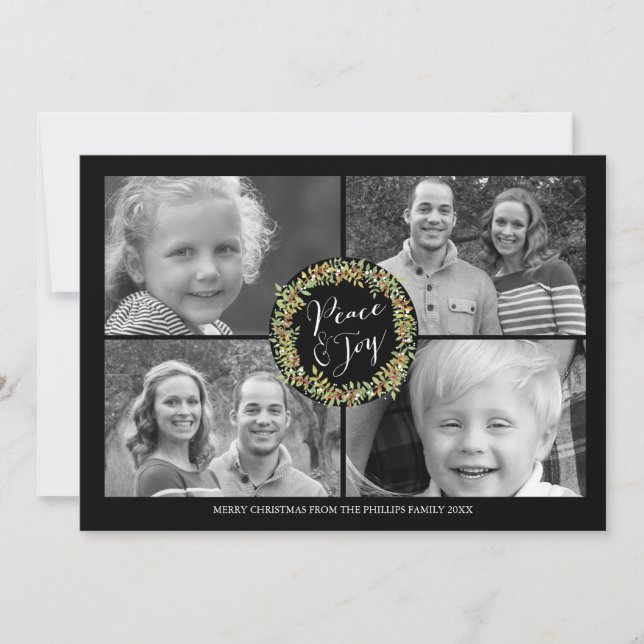 Peace and Joy jul Photo Card - stil2 Julkort (Framsida)