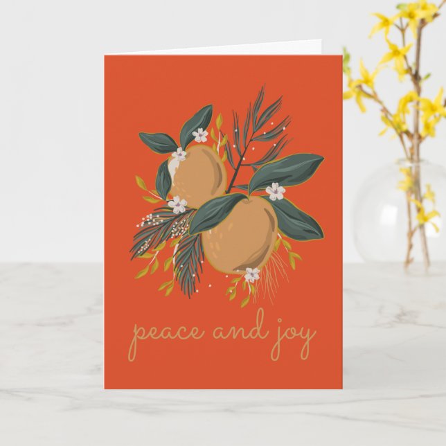 Peace and Joy Julhälsningar Card Kort (Gul blomma)