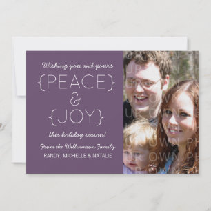 Peace and Joy Photo Flat Card, Lila Julkort