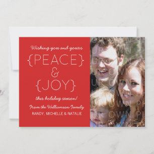 Peace and Joy Photo Flat Card, Red Julkort