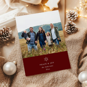 Peace and Joy Snowflake Photo Helgdag Card Julkort