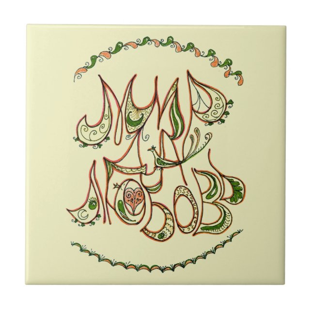 "Peace and Kärlek" (på ryska) Kakelplatta (Framsidan)