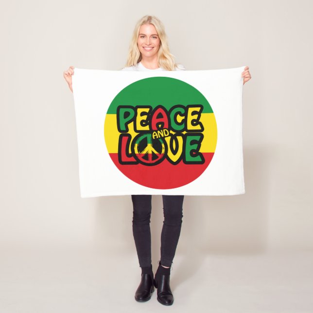 Peace and KÄRLEK, reggae stil Fleecefilt (På plats)
