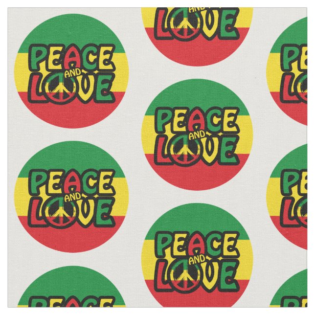Peace and KÄRLEK, reggae stil Tyg (Närbild)
