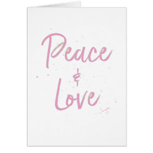 PEace-and-Kärlek-Rosa Hälsningskort