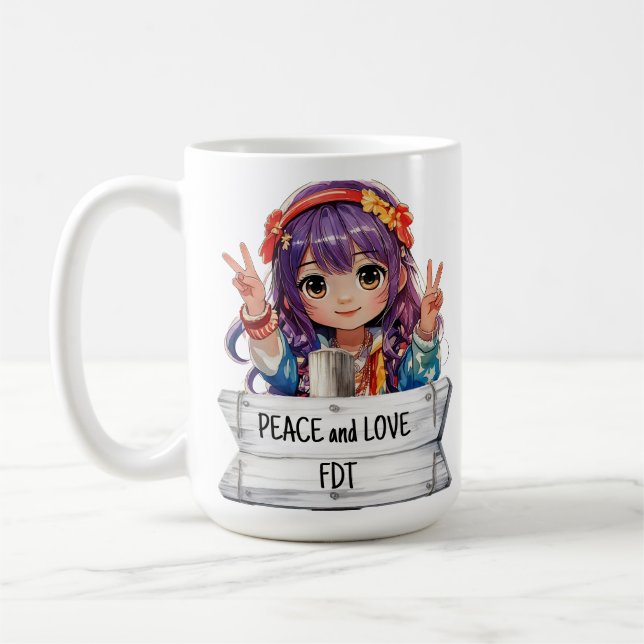 Peace and Love Anti Trump Merch Mug Kaffemugg (Vänster)