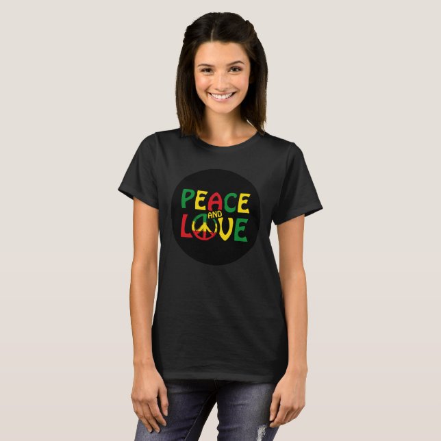 PEACE and LOVE, reggae style T Shirt (Hel framsida)