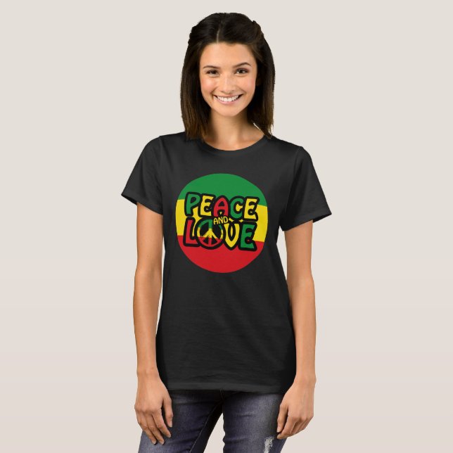 PEACE and LOVE, reggae style T Shirt (Hel framsida)