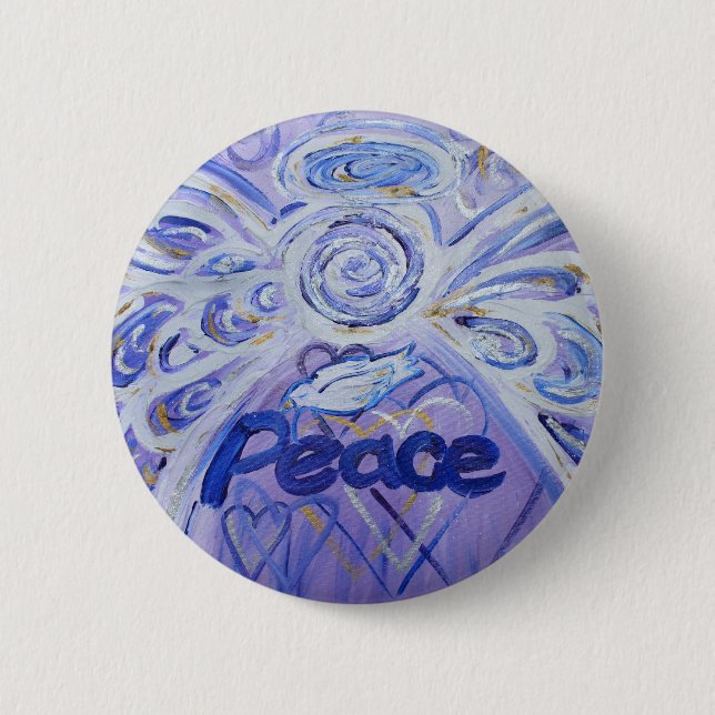 Peace Angel Art Button Pin Pendant (Round) Knapp (Framsida)