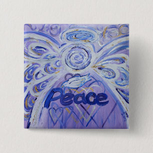 Peace Angel Art Button Pin Pendant (Square) Knapp