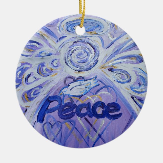 Peace Angel Ord Art Gift Helgdag Ornament (Framsidan)