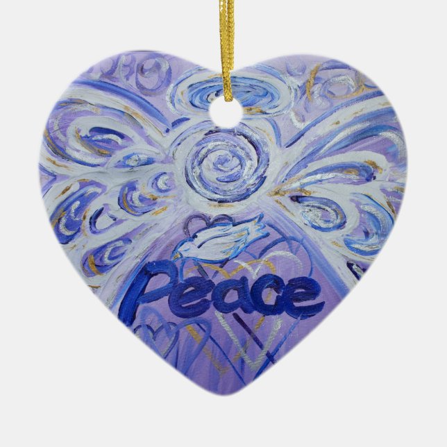 Peace Angel Ord Art Gift Helgdag Ornament (Framsidan)